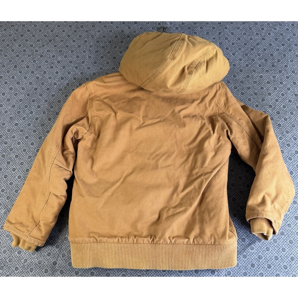 Carhartt Jacket Youth Medium 10-12 Canvas Hood Quilted Insulated Brown OJ8545-B - Picture 6 of 7